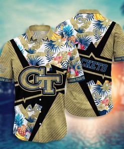 Georgia Tech Yellow Jackets NCAA Flower Hawaii Shirt For Fans Ver 11