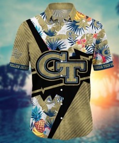 Georgia Tech Yellow Jackets NCAA Flower Hawaii Shirt For Fans Ver 11