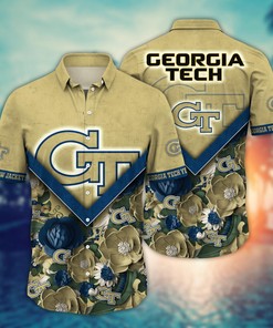 Georgia Tech Yellow Jackets NCAA Flower Hawaii Shirt For Fans Ver 18