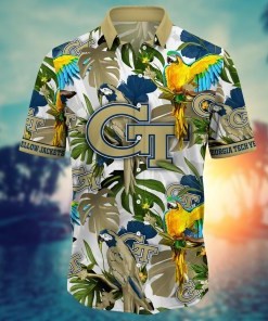 Georgia Tech Yellow Jackets NCAA Flower Hawaii Shirt For Fans Ver 2