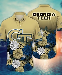 Georgia Tech Yellow Jackets NCAA Flower Hawaii Shirt For Fans Ver 27