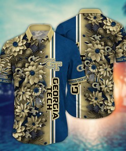 Georgia Tech Yellow Jackets NCAA Flower Hawaii Shirt For Fans Ver 3