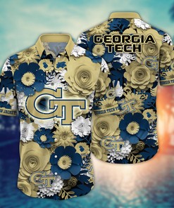 Georgia Tech Yellow Jackets NCAA Flower Hawaii Shirt For Fans Ver 35