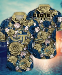 Georgia Tech Yellow Jackets NCAA Flower Hawaii Shirt For Fans Ver 7