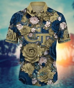 Georgia Tech Yellow Jackets NCAA Flower Hawaii Shirt For Fans Ver 7
