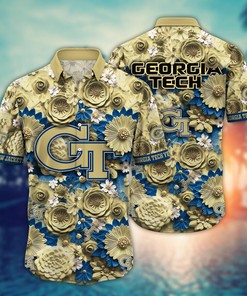 Georgia Tech Yellow Jackets NCAA Hawaiian Shirt for This Summer Customize Shirt Any Team