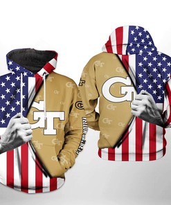 Georgia Tech Yellow Jackets NCAA US Flag 3D Printed Hoodie/Zipper Hoodie Ver 2