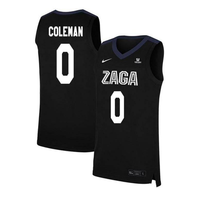 Gerard Coleman 0 Gonzaga Bulldogs Elite Basketball Men Jersey Black Bluefink