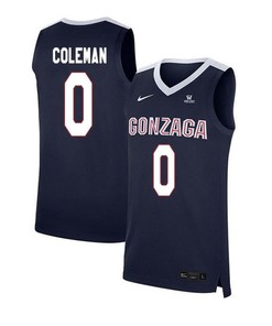 Gerard Coleman 0 Gonzaga Bulldogs Elite Basketball Men Jersey - Navy