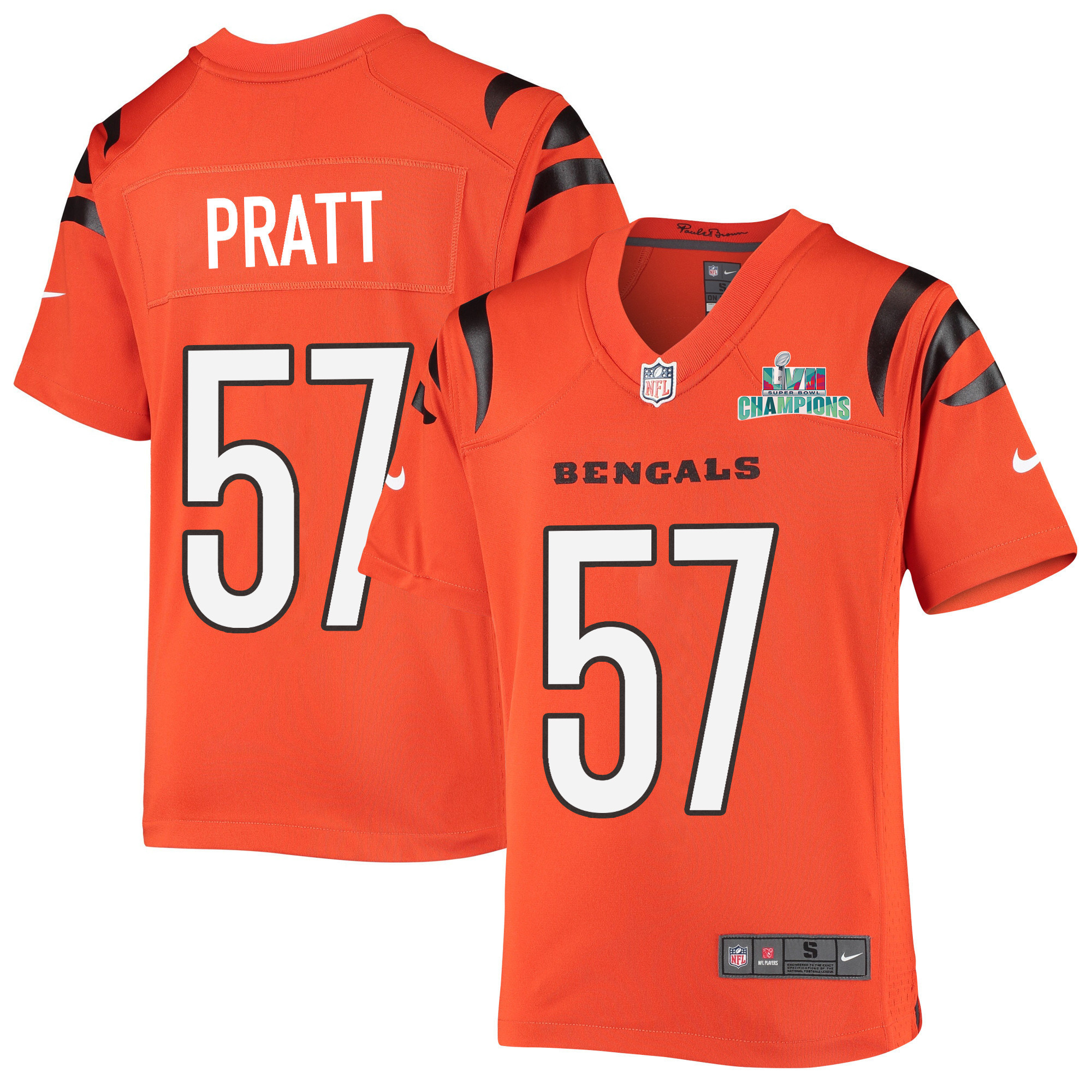 Germaine Pratt 57 Cincinnati Bengals Super Bowl LVII Champions Youth Alternate Game Jersey - Black