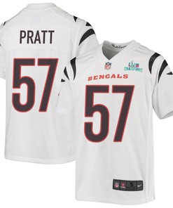 Germaine Pratt 57 Cincinnati Bengals Super Bowl LVII Champions Youth Game Jersey - White