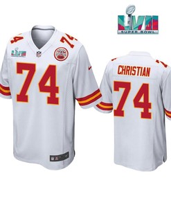 Geron Christian 74 Kansas City Chiefs Super Bowl LVII White Men Game Jersey