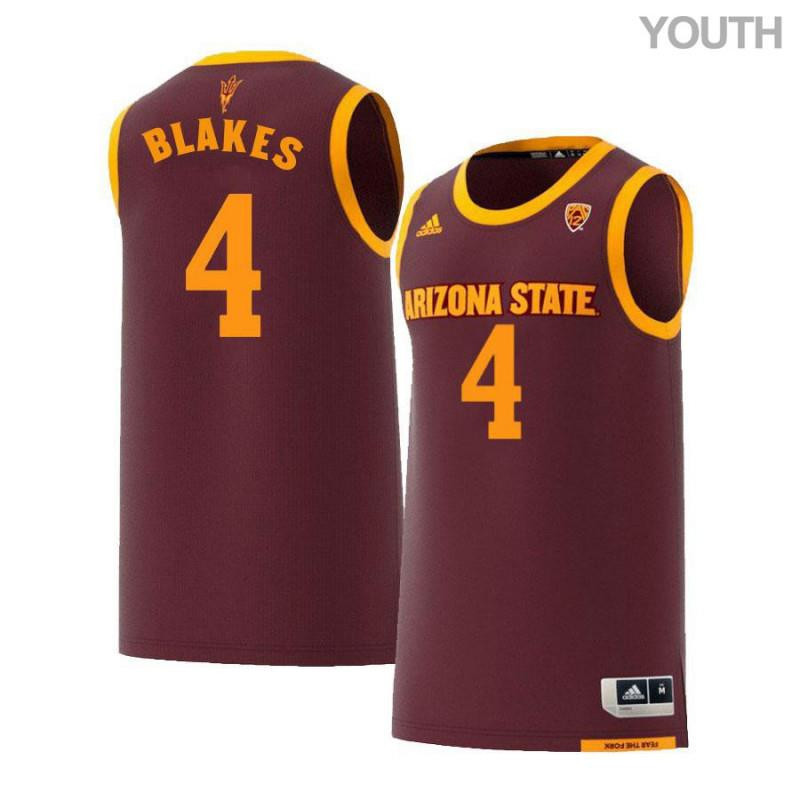 Gerry Blakes 4 Arizona State Sun Devils Retro Basketball Youth Jersey - Maroon