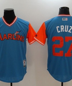 Giancarlo Stanton Cruz Marlins #27 Mlb Nickname Brandedition Blue Jersey
