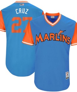 Giancarlo Stanton Cruz Marlins #27 Mlb Nickname Brandedition Blue Jersey