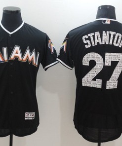 Giancarlo Stanton Marlins #27 Black Mlb 2017 Spring Brandedition Jersey