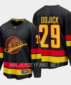 Gino Odjick 29 Vancouver Canucks 2023-24 Alternate Jersey Flying Skate Black