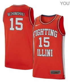 Giorgi Bezhanishvili 15 Illinois Fighting Illini Retro Elite Basketball Youth Jersey - Orange
