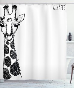 Giraffe African Shower Curtain with Exotic Print for Jungle Bathroom Decor