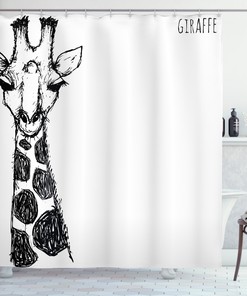 Giraffe African Shower Curtain with Exotic Print for Jungle Bathroom Decor 