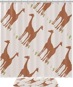 Giraffe Foraging Waterproof Shower Curtain for Nature Bathroom Decor