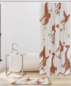 Giraffe Foraging Waterproof Shower Curtain for Nature Bathroom Decor