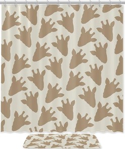 Giraffe Head Silhouette Waterproof Shower Curtain for Safari Bathroom Decor