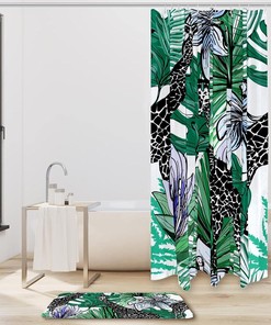 Giraffe Pattern Waterproof Shower Curtain for Safari Bathroom Decor