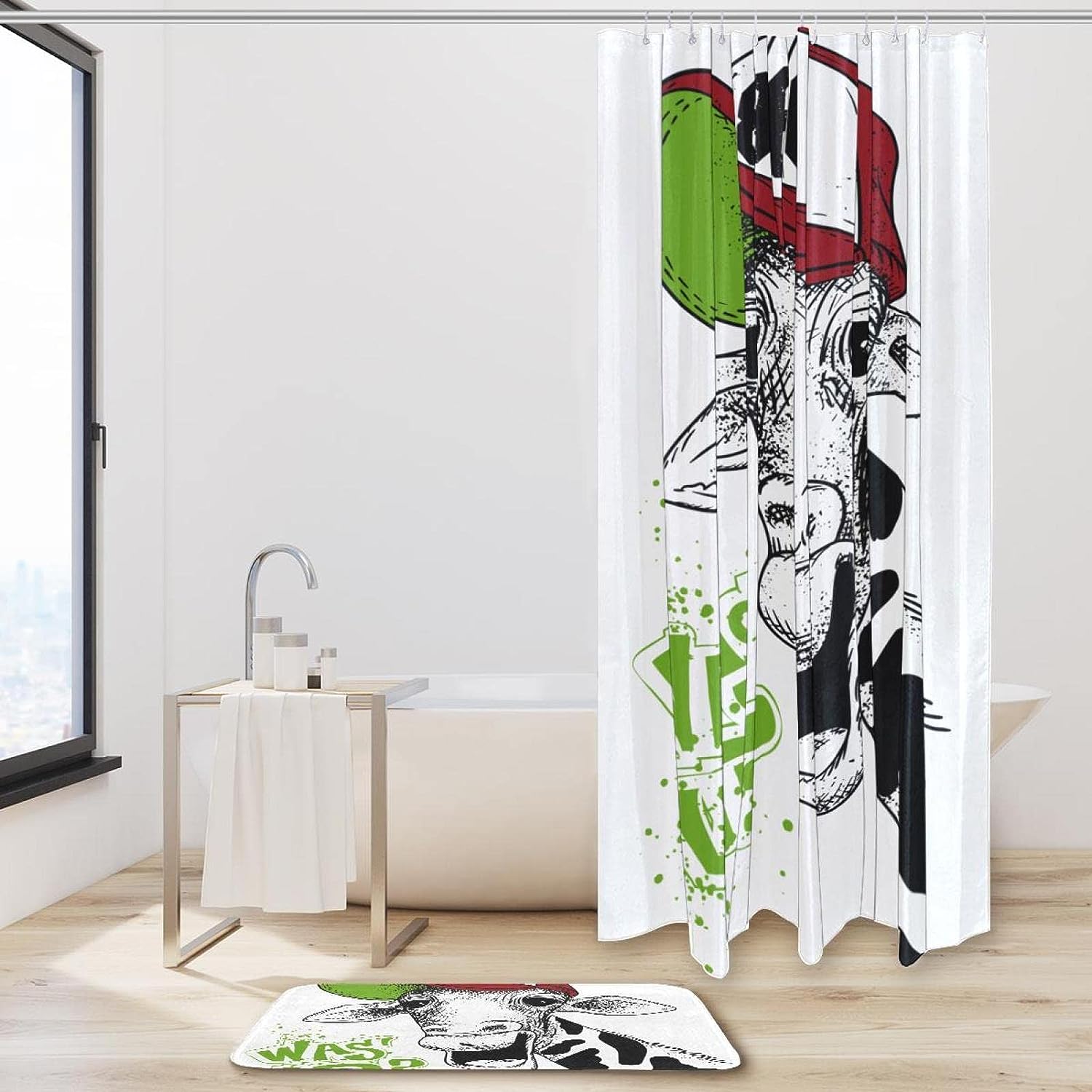 Giraffe Posters Bathroom Shower Curtain - Waterproof Fabric