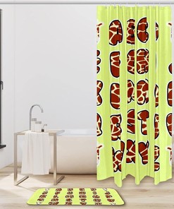 Giraffe Print Shower Curtain with Microfiber Accents - Animal Themed Bathroom Decor