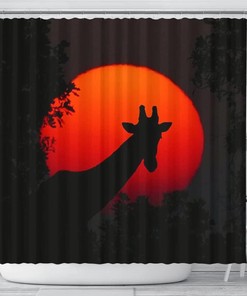 Giraffe Shadow Print Shower Curtain - Safari Bathroom Decor 