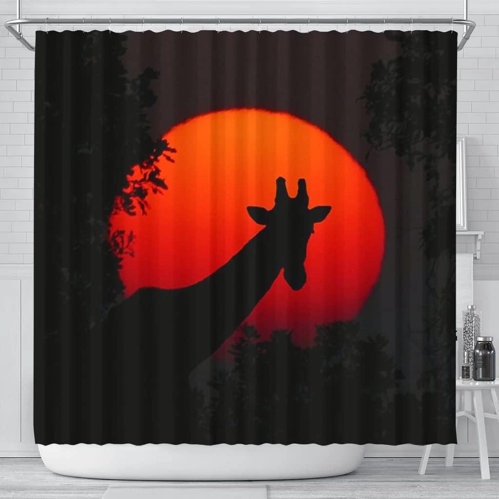 Giraffe Shadow Print Shower Curtain - Safari Bathroom Decor
