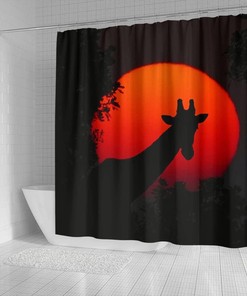 Giraffe Shadow Print Shower Curtain - Safari Bathroom Decor
