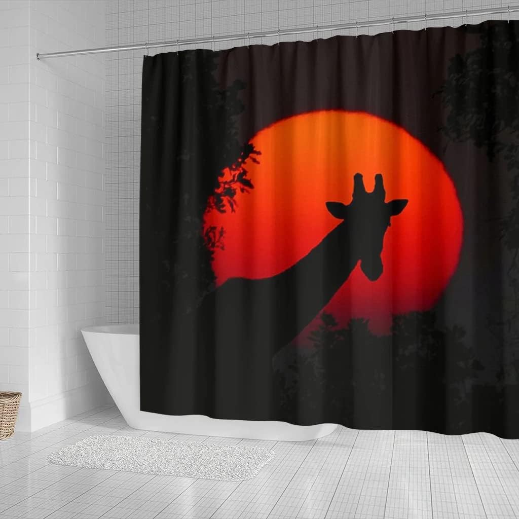Giraffe Shadow Print Shower Curtain - Safari Bathroom Decor