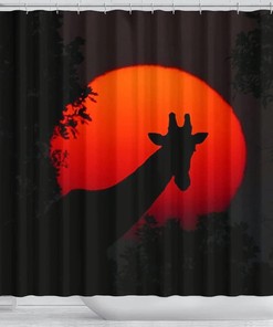Giraffe Shadow Print Shower Curtain - Safari Bathroom Decor
