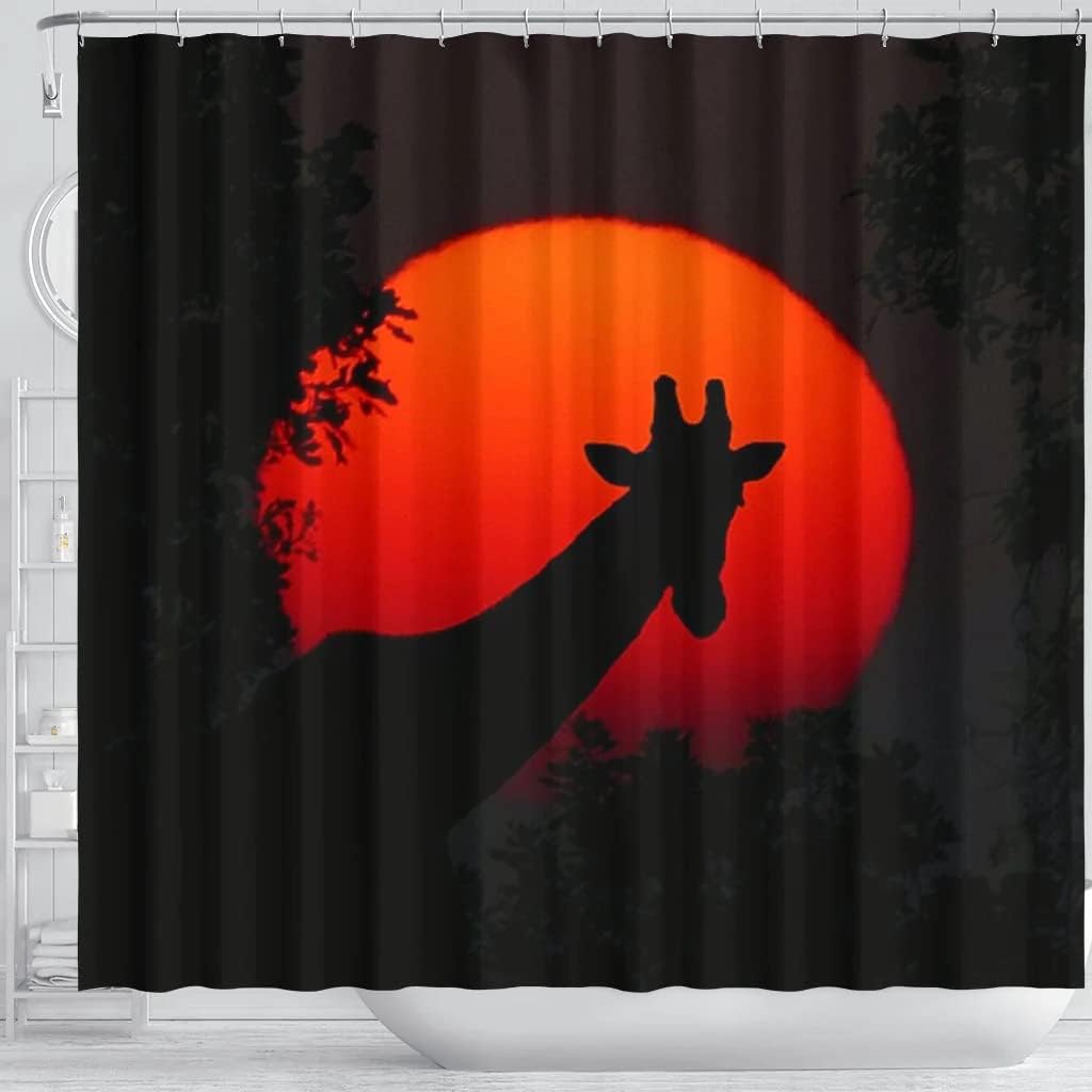 Giraffe Shadow Print Shower Curtain - Safari Bathroom Decor