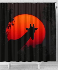 Giraffe Shadow Print Shower Curtain - Safari Bathroom Decor