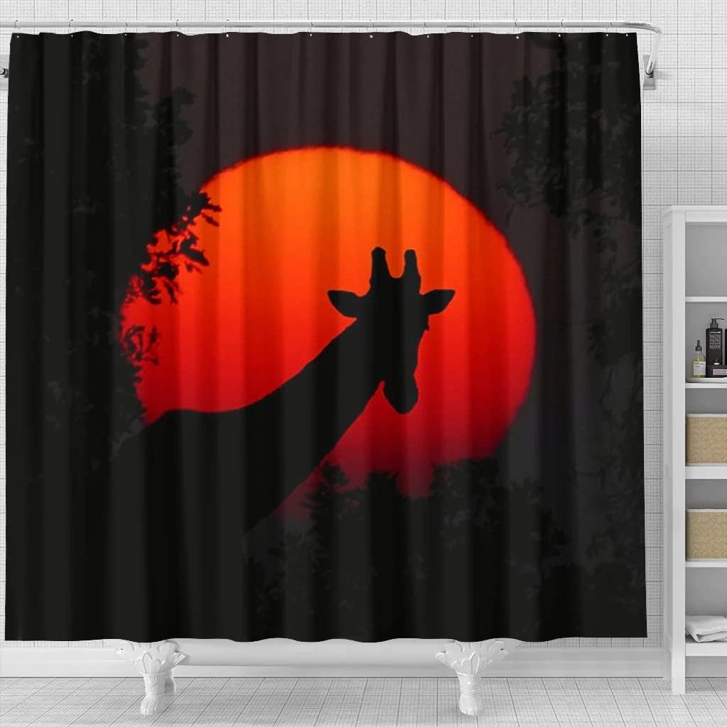 Giraffe Shadow Print Shower Curtain - Safari Bathroom Decor