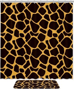 Giraffe Shower Curtain with Microfiber Accents - Animal Themed Bathroom Decor