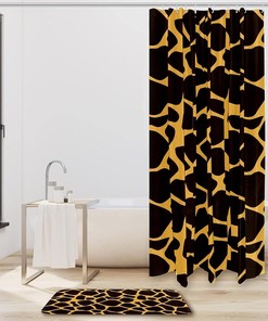 Giraffe Shower Curtain with Microfiber Accents - Animal Themed Bathroom Decor