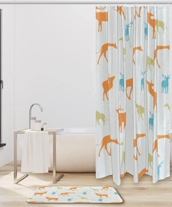 Giraffe and Deer Waterproof Shower Curtain for Safari Bathroom Decor
