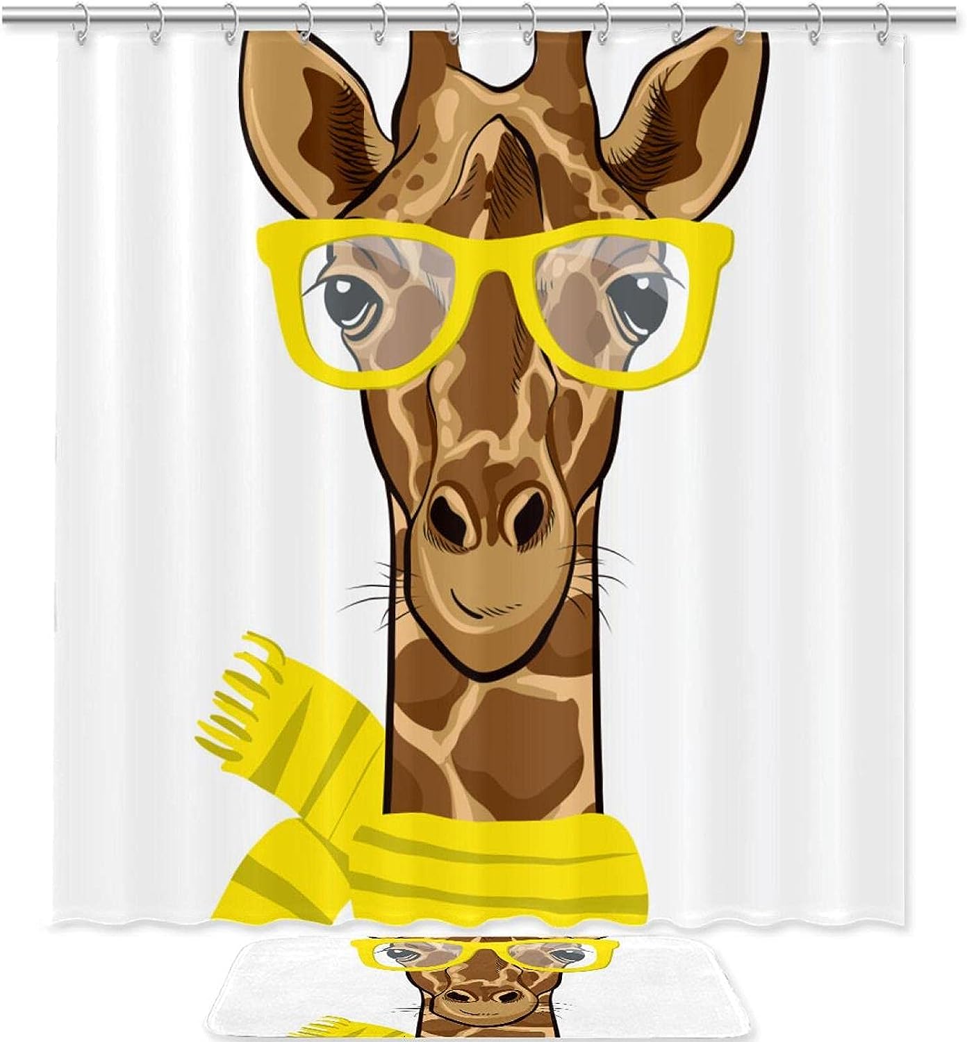Giraffe in Winter Shower Curtain with Microfiber Accents - Animal Themed Bathroom Decor