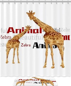 Giraffe's Gaze Waterproof Shower Curtain for Safari Bathroom Decor