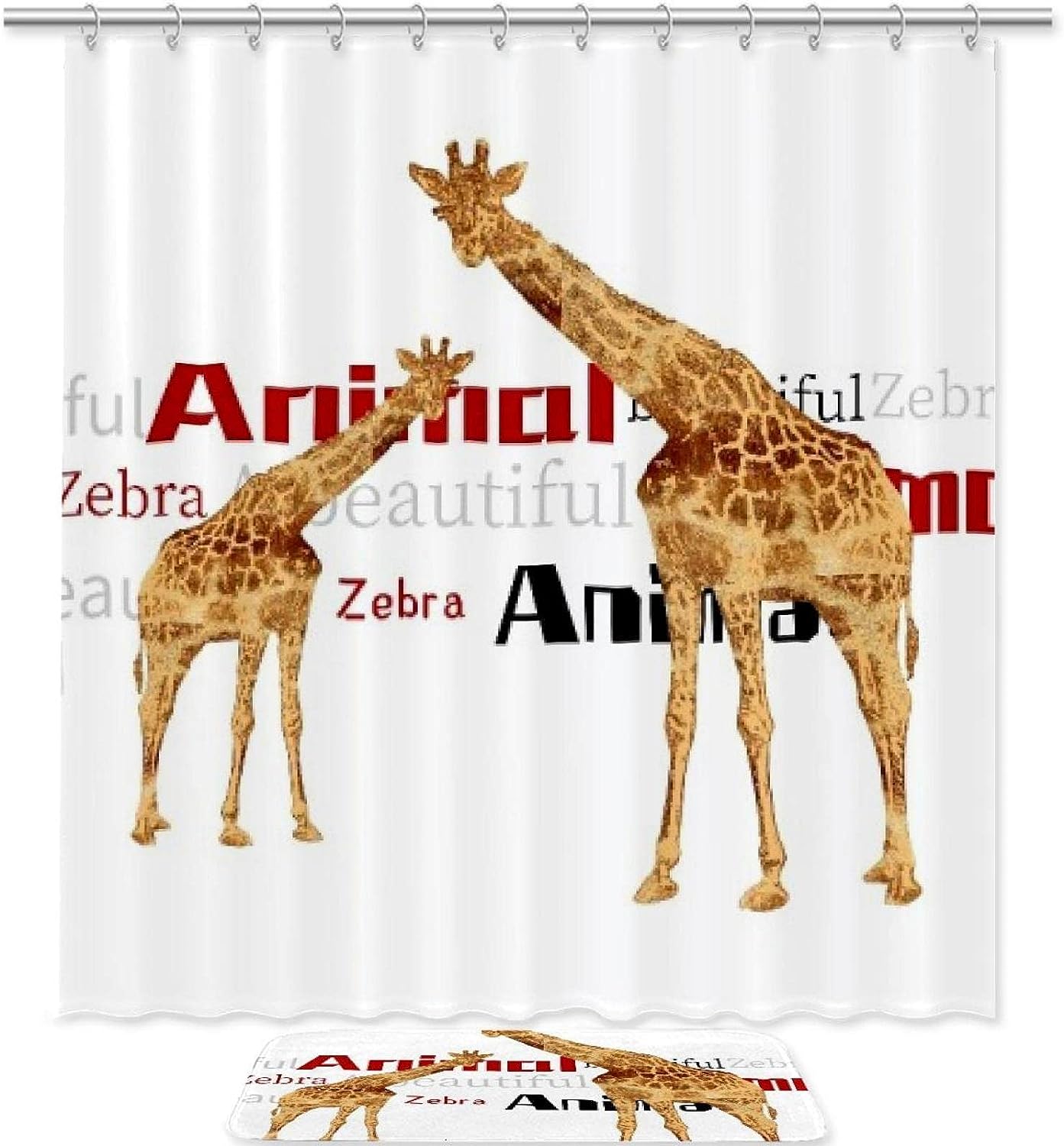 Giraffe's Gaze Waterproof Shower Curtain for Safari Bathroom Decor