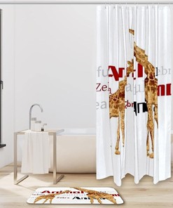 Giraffe's Gaze Waterproof Shower Curtain for Safari Bathroom Decor