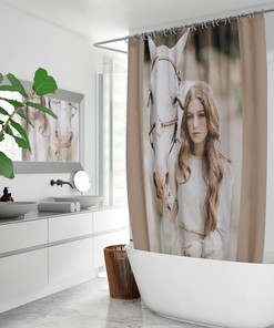 Girl and Her Horse Shower Curtain Equestrian Bathroom Decor
