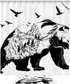 Glacier Animal Bear Waterproof Shower Curtain for Bathroom Decor
