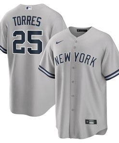 Gleyber Torres New York Yankees Road Replica Player Name Jersey Gray Mlb Ver 1