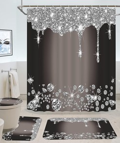 Glitter Diamond Shower Curtain -Luxurious Bling for a Chic Bathroom Decor 