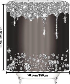 Glitter Diamond Shower Curtain -Luxurious Bling for a Chic Bathroom Decor